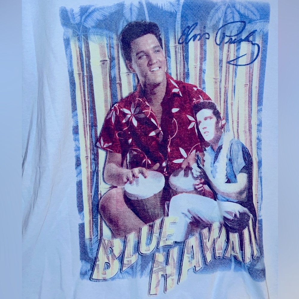 ELVIS PRESLEY “BLUE HAWAII”🌊 NEW with TAG‼️ Blue T-Shirt 💯% Cotton Size XXL